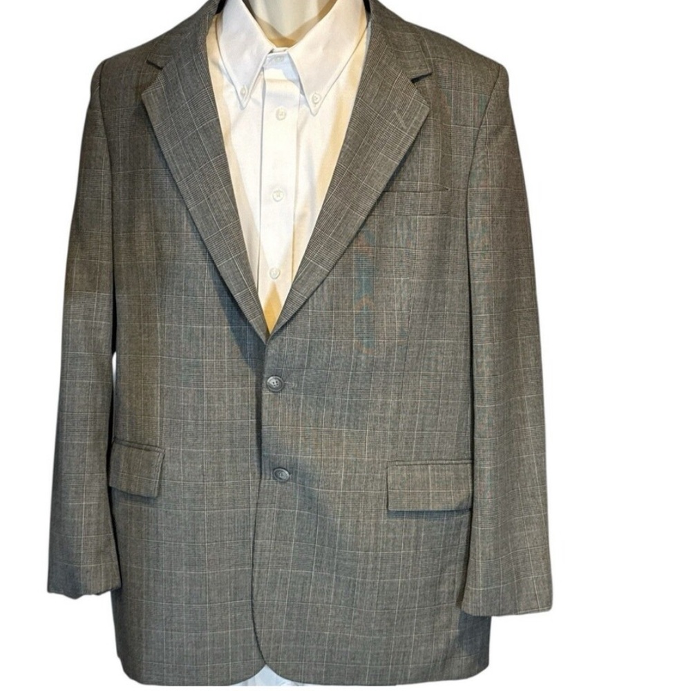 Glen Plaid Arnie 42L Suit Jacket no Pants – Gray Brown Check Sport Coat‎